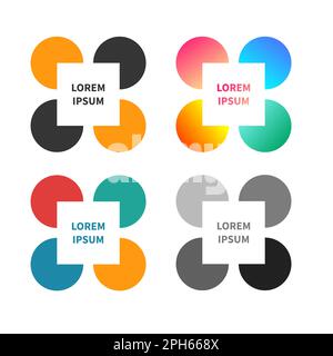 Set of abstract geometric frames. Sale banner, border with circle and square Stock Vector