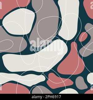 Artistic organic seamless pattern with circles. Abstract background with hand drawn organic round overlapping shapes. Vector backdrop Stock Vector