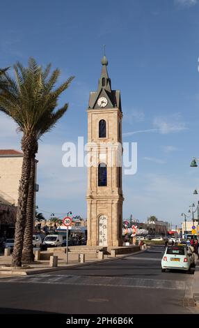 Clock tower by Tel Aviv's Shuk HaCarmel (Carmel Market) Stock Photo