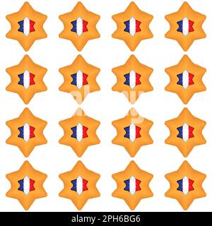 Pattern cookie with flag country France in tasty biscuit, pattern cookie consist of flag country France on natural biscuit, fresh biscuit cookie with Stock Vector