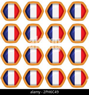 Pattern cookie with flag country France in tasty biscuit, pattern cookie consist of flag country France on natural biscuit, fresh biscuit cookie with Stock Vector