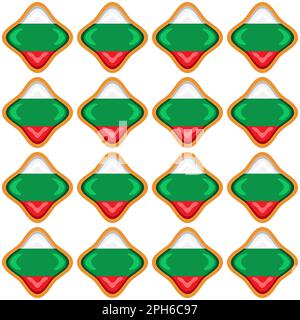 Pattern cookie with flag country Bulgaria in tasty biscuit, pattern cookie consist of flag country Bulgaria on natural biscuit, fresh biscuit cookie w Stock Vector