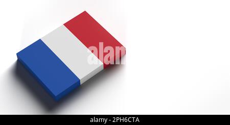 French Flag banner background with copy space and clipping path. 3D rendered illustration concept. France Country pride symbol. Horizontal composition Stock Photo