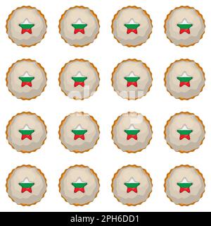 Pattern cookie with flag country Bulgaria in tasty biscuit, pattern cookie consist of flag country Bulgaria on natural biscuit, fresh biscuit cookie w Stock Vector