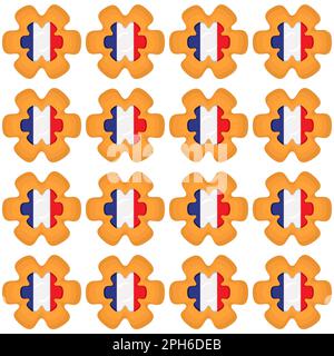 Pattern cookie with flag country France in tasty biscuit, pattern cookie consist of flag country France on natural biscuit, fresh biscuit cookie with Stock Vector
