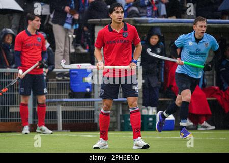 Nijmegen, Netherlands. 26th Mar, 2023. NIJMEGEN, NETHERLANDS - MARCH 26: Jordi Schramel of LMHC Laren during the Promotieklasse Hockey match between NMHC Nijmegen H1 and LMHC Laren H1 at the Sportpark d'Almarasweg on March 26, 2023 in Nijmegen, Netherlands (Photo by John Beckmann/Orange Pictures) Credit: Orange Pics BV/Alamy Live News Stock Photo