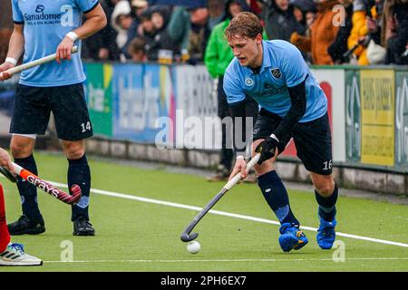 Nijmegen, Netherlands. 26th Mar, 2023. NIJMEGEN, NETHERLANDS - MARCH 26: Florian Gosselink of NMHC Nijmegen during the Promotieklasse Hockey match between NMHC Nijmegen H1 and LMHC Laren H1 at the Sportpark d'Almarasweg on March 26, 2023 in Nijmegen, Netherlands (Photo by John Beckmann/Orange Pictures) Credit: Orange Pics BV/Alamy Live News Stock Photo