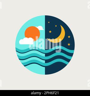 Weather icon, day and night round logo. Logotype weather forecast Stock Vector