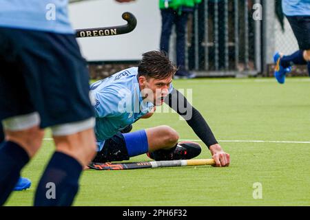 Nijmegen, Netherlands. 26th Mar, 2023. NIJMEGEN, NETHERLANDS - MARCH 26: Cas Leenen of NMHC Nijmegen during the Promotieklasse Hockey match between NMHC Nijmegen H1 and LMHC Laren H1 at the Sportpark d'Almarasweg on March 26, 2023 in Nijmegen, Netherlands (Photo by John Beckmann/Orange Pictures) Credit: Orange Pics BV/Alamy Live News Stock Photo