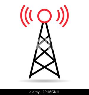 Signal tower shadow icon, wireless technology network sign, antenna ...