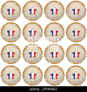 Pattern cookie with flag country France in tasty biscuit, pattern cookie consist of flag country France on natural biscuit, fresh biscuit cookie with Stock Vector