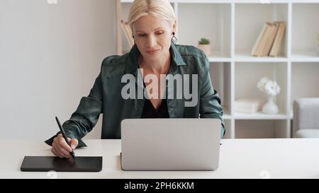 Graphic designer digital drawing artist sketching Stock Photo
