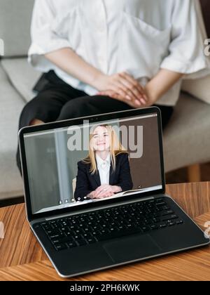 Image showcasing Female psychologist on online counseling with teenage student Stock ...