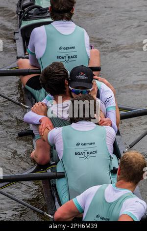 Cambridge men's cox Jasper Parish is thrown into the river after the ...