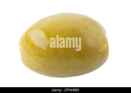 Pitted canned olives isolated on white background. File contains clipping path. Full depth of field. Stock Photo