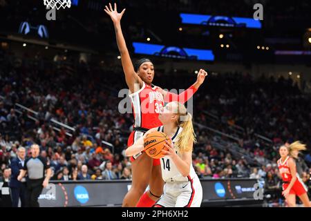 UConn forward Dorka Juhasz (14) shoots during the second half of an ...