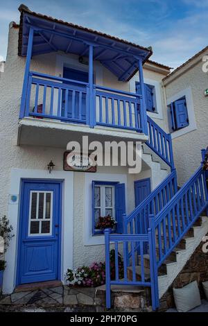 Alonissos island, Hora village, charming local architecture, Greece Stock Photo