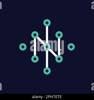 N Letter Monogram Network Digital IT Service  Coding Data Communication Logo Stock Vector
