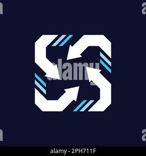 Abstract Digital IT Service  Coding Data Communication  Monogram Logo Stock Vector