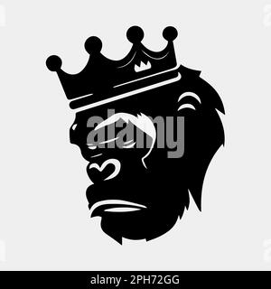 gorilla symbol with a crown logo design silhouette vector Stock Vector