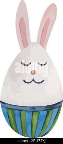 Illustration of a cute easter egg bunny. Cute stylized egg bunny in a watercolor style. Stock Vector
