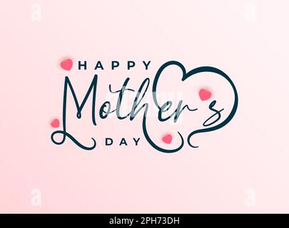 Happy mothers day card background with lettering and heart shape Stock Vector