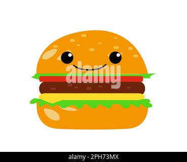 Happy Cartoon hamburger icon design vector illustration Stock Vector