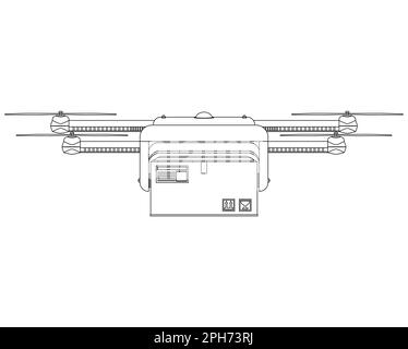 drone flying technology with box Stock Vector Image & Art - Alamy