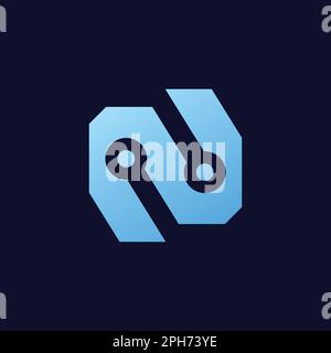 N Letter Monogram Network Digital IT Service  Coding Data Communication Logo Stock Vector