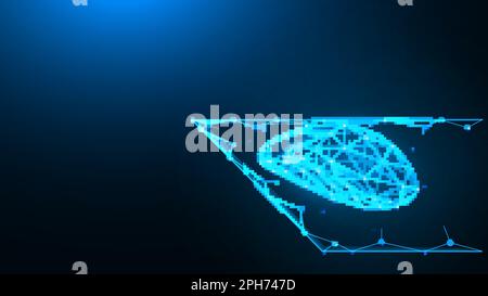 Polygonal vector illustration of a computer mouse on a dark blue background. Stock Vector