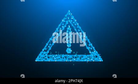 Polygonal vector illustration attention or warning symbol on a dark blue background. Stock Vector