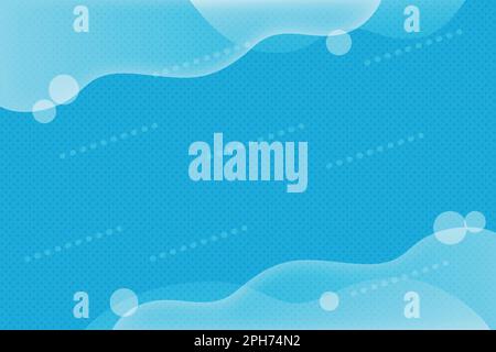 Wavy light blue frame background with bubbles. Vector illustration. Stock Vector