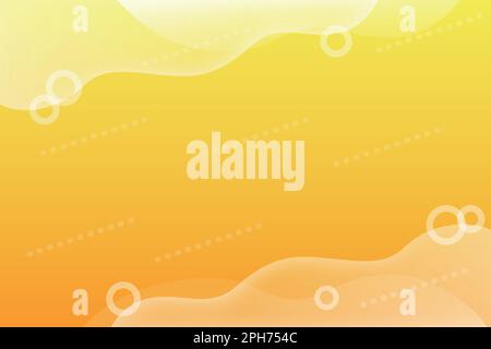 Vector illustration of yellow gradation background with waves and circles frame Stock Vector
