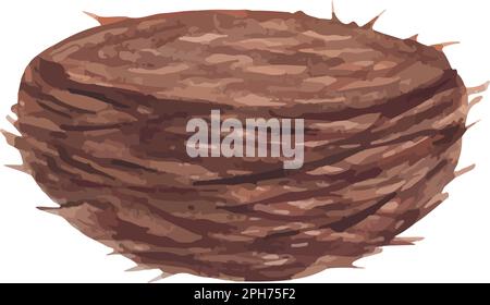Bird nest. Empty nest with branches isolated on white background. Stock Vector
