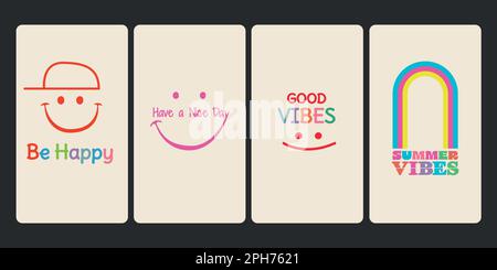 Positive every day phone wallpaper and cover. Stock Vector