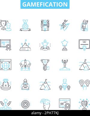 achievements and rewards icons, signs, outline symbols, concept linear ...
