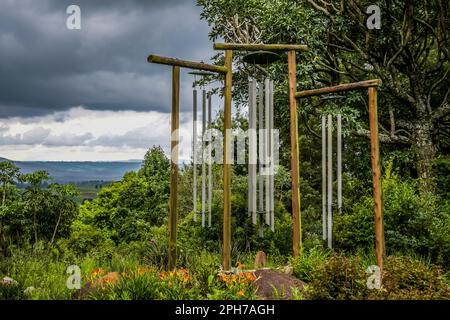 Spiritual meditation chime or outdoor steel chimes in midlands Stock Photo