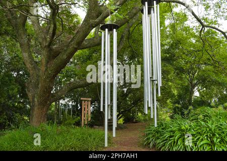 Spiritual meditation chime or outdoor steel chimes in midlands Stock Photo