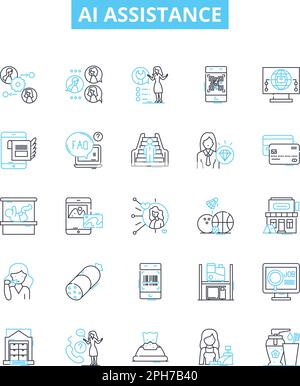 Ai assistants line icons signs set. Design collection of AI, assistants ...