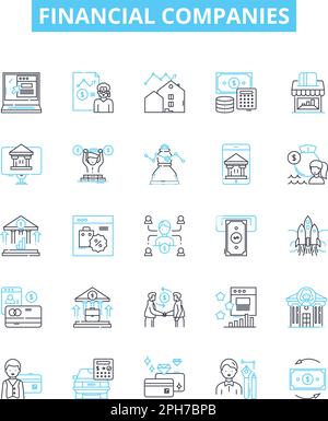 Financial companies vector line icons set. Banking, Financing ...