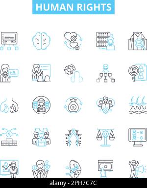Women rights line icons, signs, symbols vector, linear illustration set ...