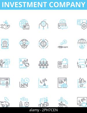 Investment company vector line icons set. Investment, Company, Finance, Fund, Stocks, Wealth, Adviser illustration outline concept symbols and signs Stock Vector
