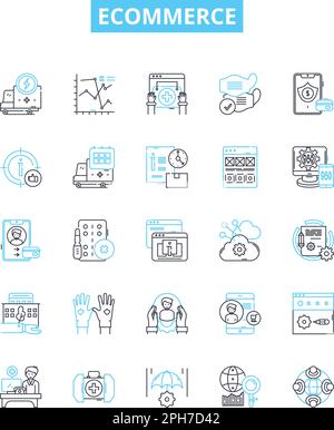 Ecommerce vector line icons set. Shopping, Online, Marketplace, Retail, Payment, Storefront, Investment illustration outline concept symbols and signs Stock Vector