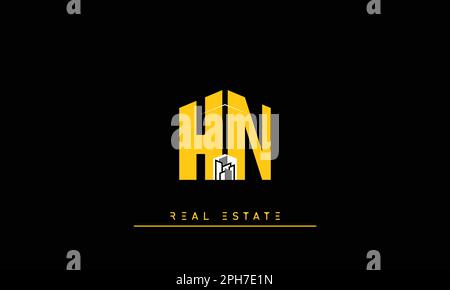 Real Estate letters Initials Monogram logo HN , NH Stock Vector