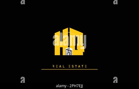 Real Estate letters Initials Monogram logo HQ , QH Stock Vector