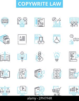 Copywrite law vector line icons set. Copyright, Law, Writing ...