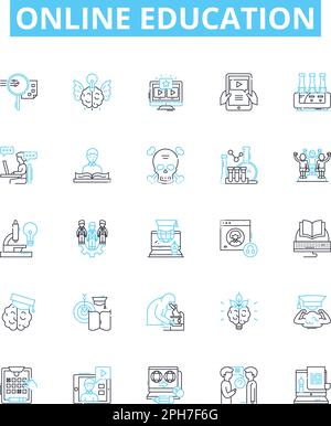 Courses set icons, line symbols, web signs, vector set, isolated ...