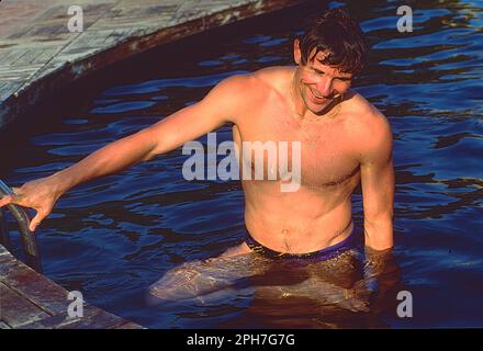 Sergey Bubka (URS) during a photo shoot for Nike International Athletics in Barcelona, Spain 1991 Stock Photo