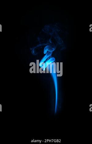 swirl of blue smoke isolated on black background Stock Photo