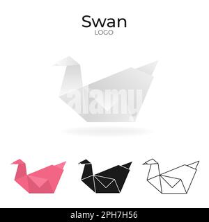Origami vector logo and icon with swan.  Stock Vector